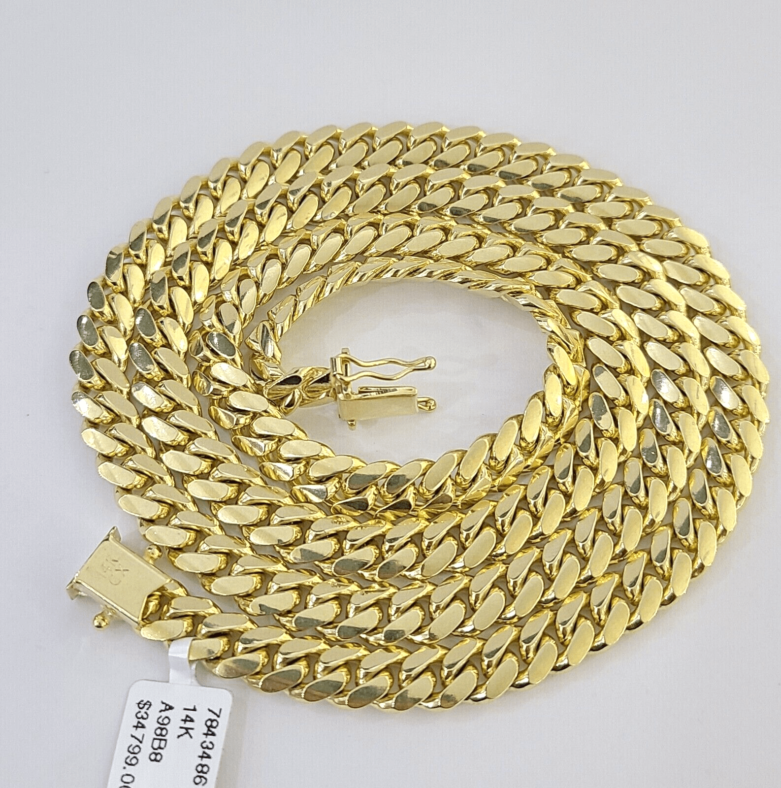 Real 14k Gold Chain Necklace 7mm 22 Inch Solid Miami Cuban Link Men 14kt Chain - Reva Jeweler