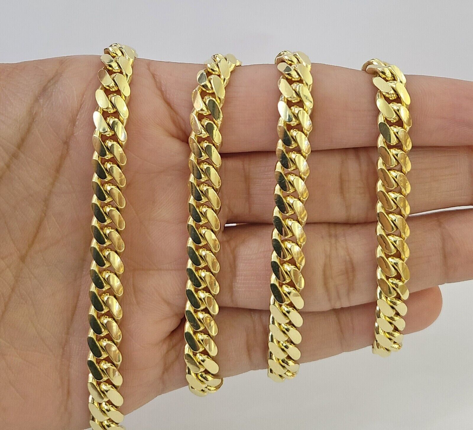 Real 14k Gold Chain Necklace 7mm 22 Inch Solid Miami Cuban Link Men 14kt Chain - Reva Jeweler