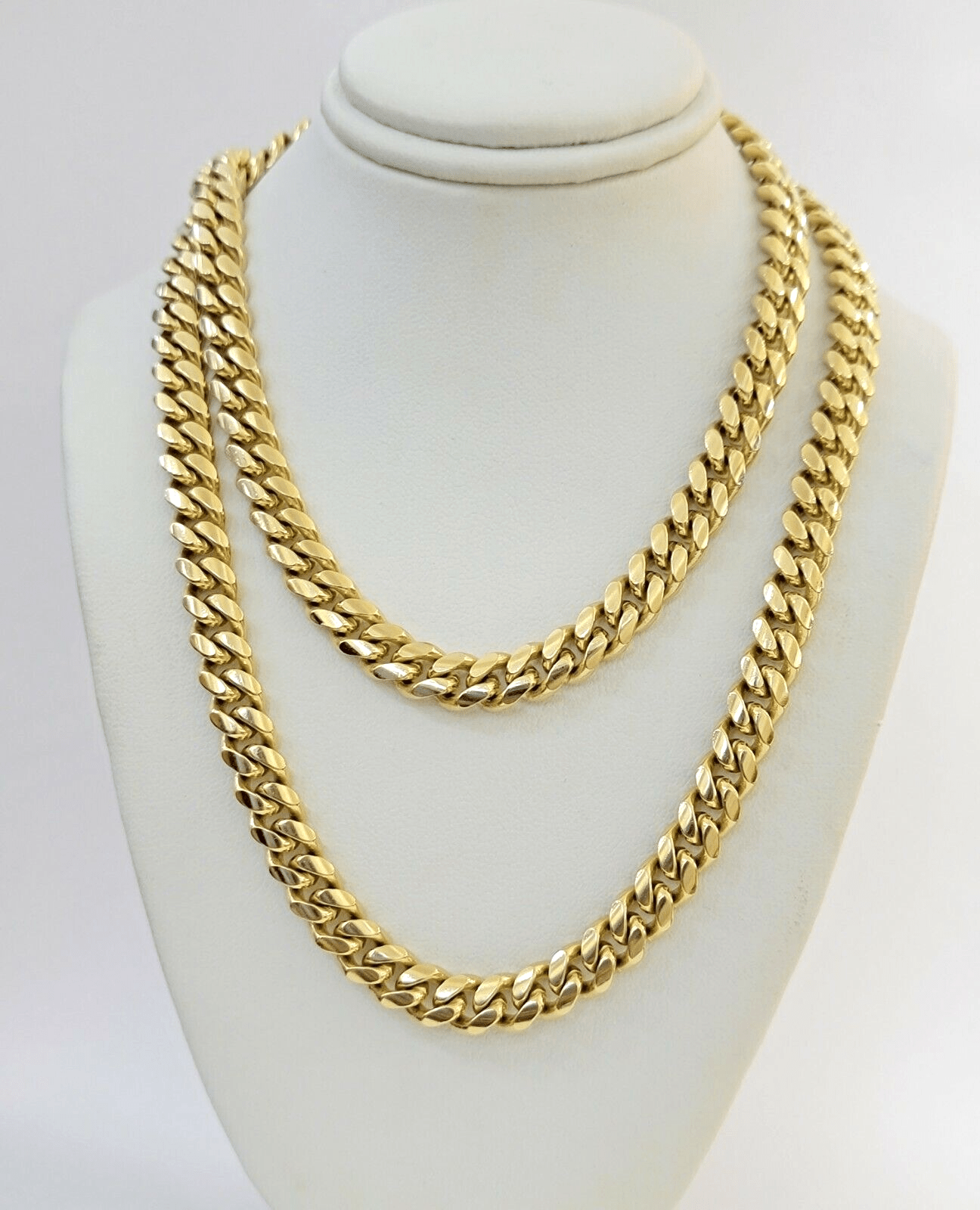 Real 14k Gold Chain Necklace 7mm 22 Inch Solid Miami Cuban Link Mens 14kt Chai - Reva Jeweler