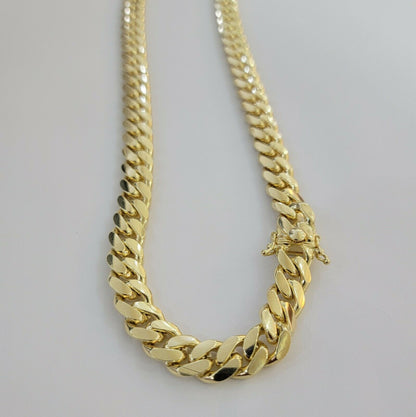 Real 14k Gold Chain Necklace Miami Cuban Link 24" 9mm Men 14kt Yellow Gold SOLID - Reva Jeweler