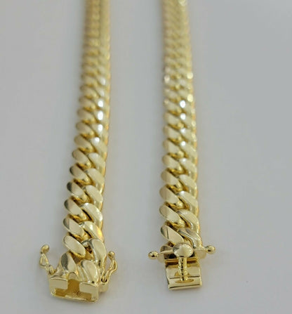 Real 14k Gold Chain Necklace Miami Cuban Link 24" 9mm Men 14kt Yellow Gold SOLID - Reva Jeweler