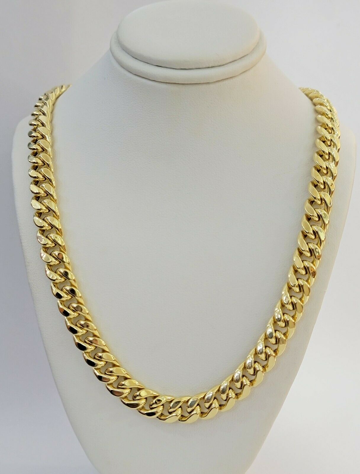 Real 14k Gold Chain Necklace Miami Cuban Link 24" 9mm Men 14kt Yellow Gold SOLID - Reva Jeweler