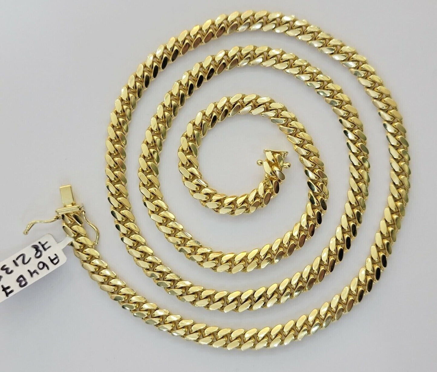 Real 14k Gold Chain Necklace Miami Cuban Link 28 Inch 6mm Mens Heavy SOLID 14KT - Reva Jeweler
