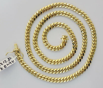 Real 14k Gold Chain Necklace Miami Cuban Link 28 Inch 6mm Mens Heavy SOLID 14KT - Reva Jeweler