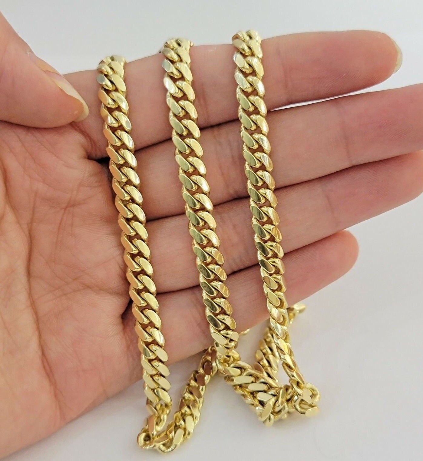 Real 14k Gold Chain Necklace Miami Cuban Link 28 Inch 6mm Mens Heavy SOLID 14KT - Reva Jeweler