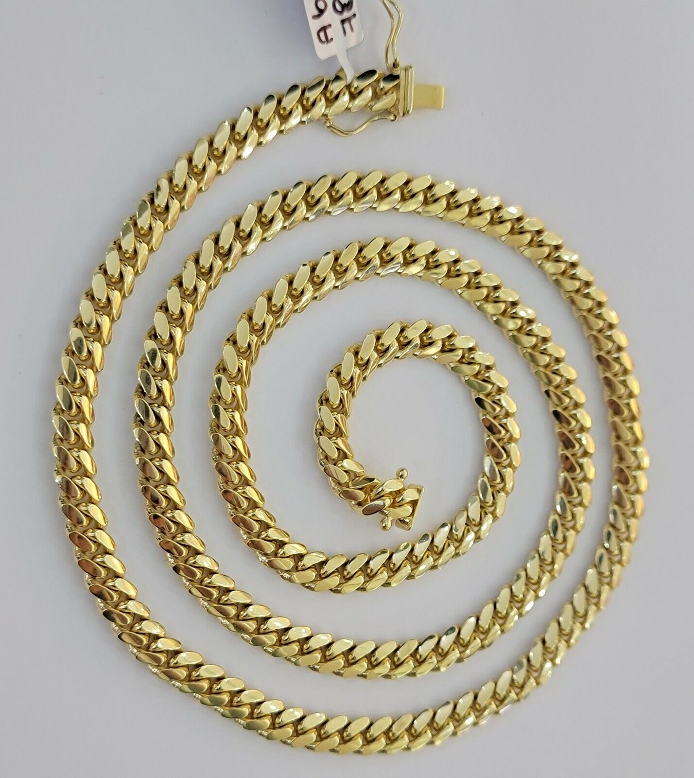 Real 14k Gold Chain Necklace Miami Cuban Link 28 Inch 6mm Mens Heavy SOLID 14KT - Reva Jeweler