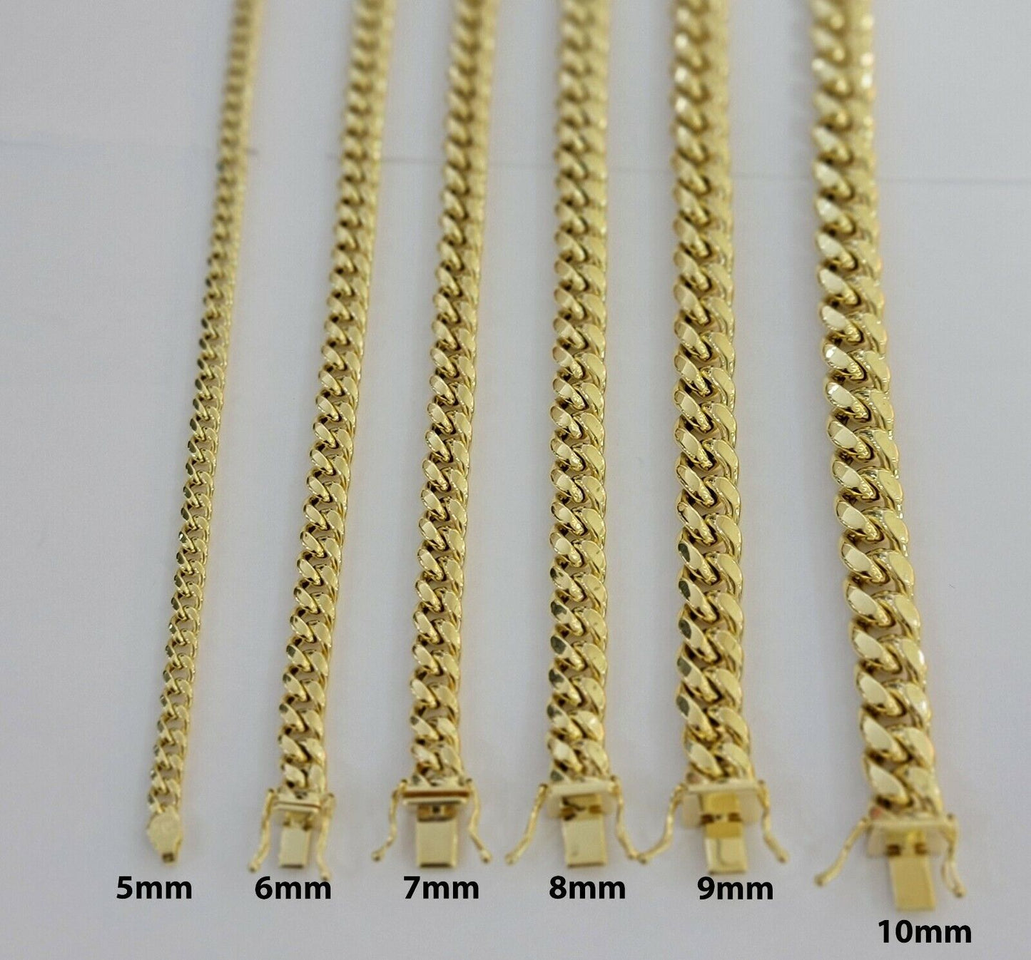 Real 14k Gold chain Necklace Miami Cuban Link 6mm - 9mm 8" - 30" Inch ,Strong, Men's - Reva Jeweler