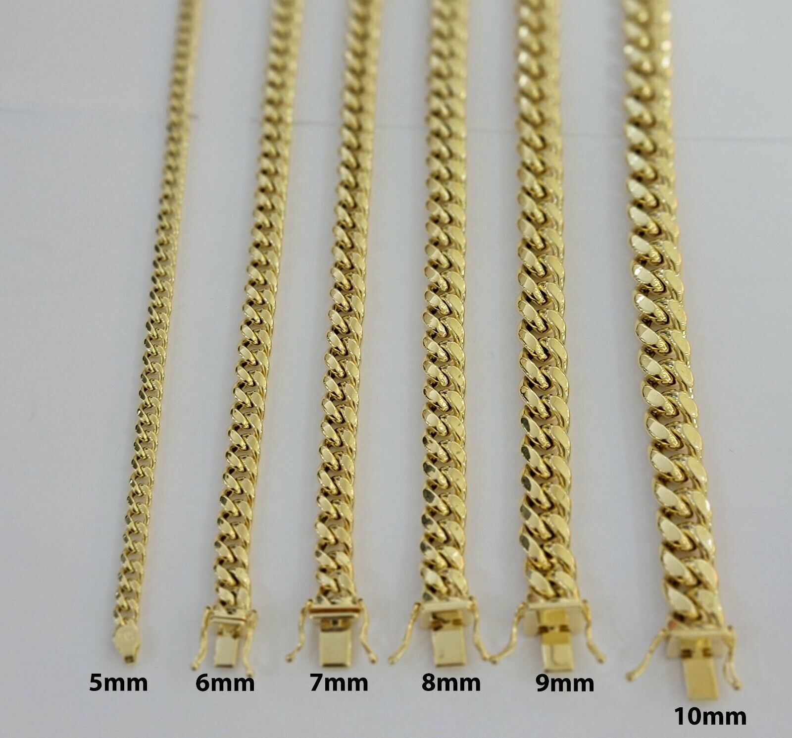 Real 14k Gold chain Necklace Miami Cuban Link 6mm - 9mm 8" - 30" Inch ,Strong, Men's - Reva Jeweler