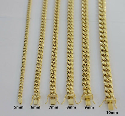 Real 14k Gold chain Necklace Miami Cuban Link 6mm - 9mm 8" - 30" Inch ,Strong, Men's - Reva Jeweler