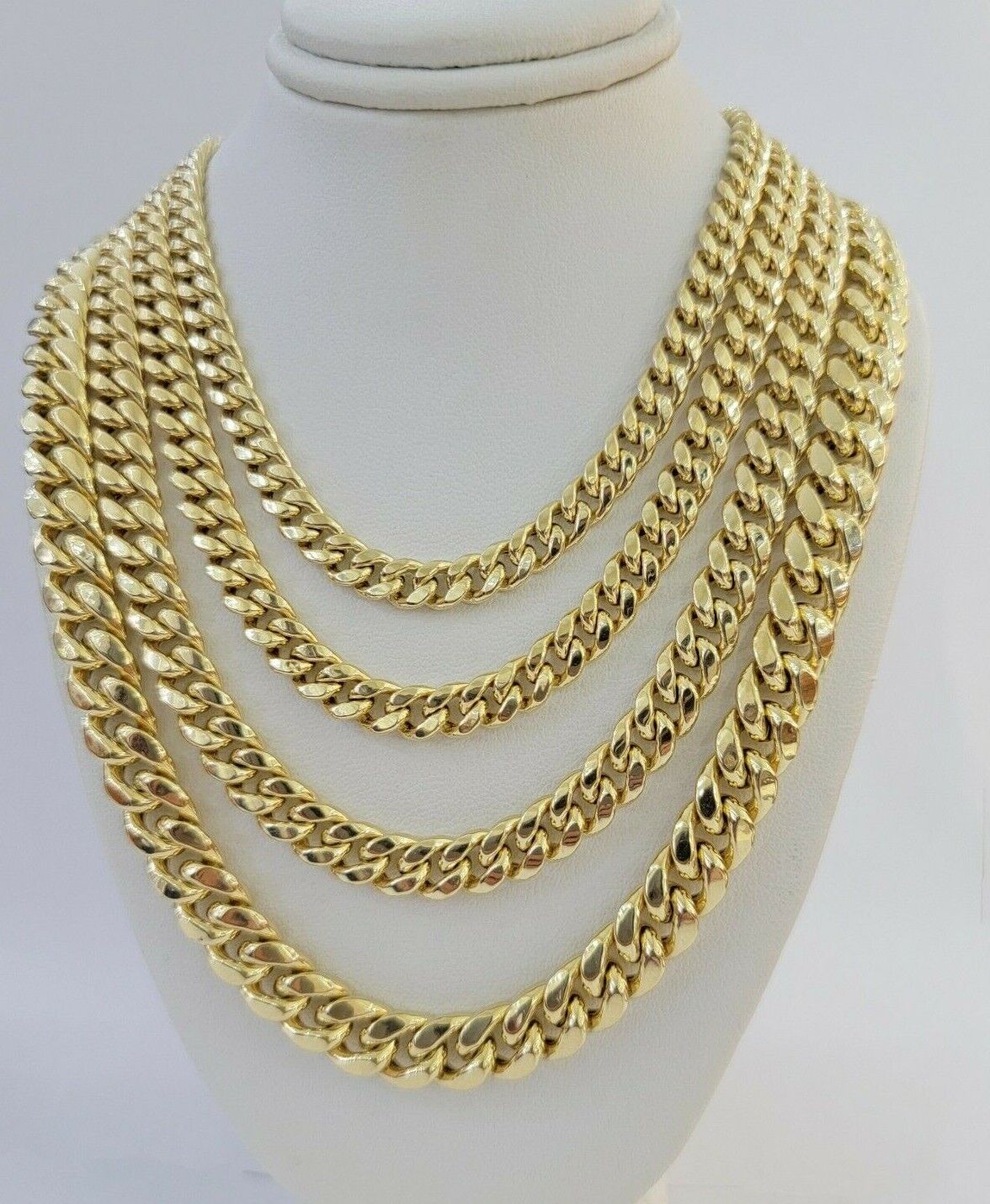 Real 14k Gold chain Necklace Miami Cuban Link 6mm - 9mm 8" - 30" Inch ,Strong, Men's - Reva Jeweler