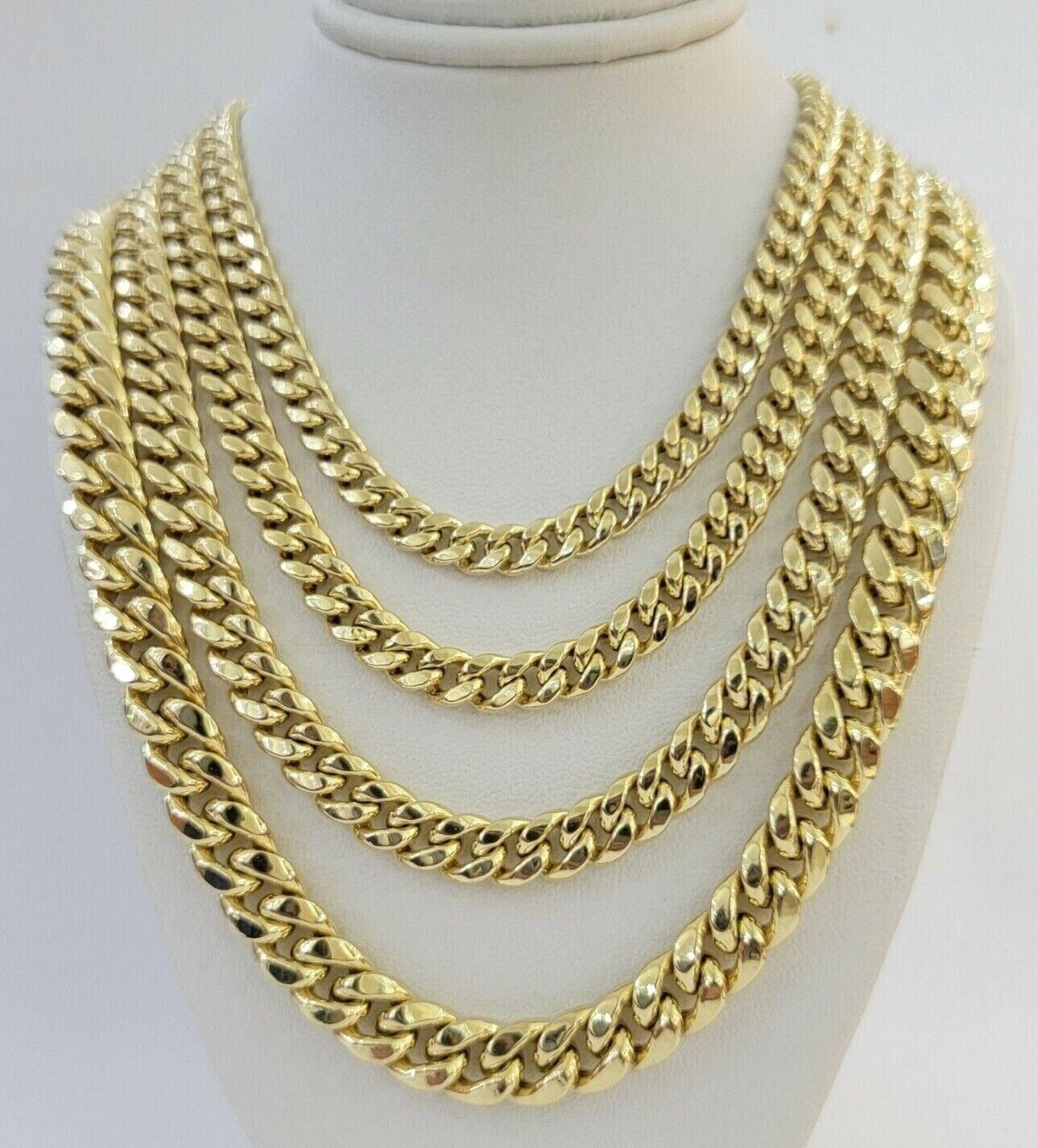 Real 14k Gold chain Necklace Miami Cuban Link 6mm - 9mm 8" - 30" Inch ,Strong, Men's - Reva Jeweler