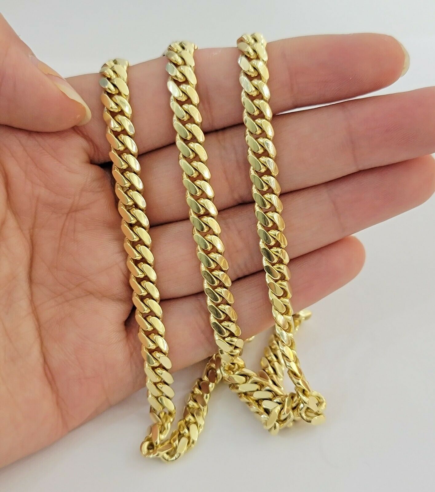 REAL 14k Gold Chain Solid Link 24" 6mm Miami Cuban Necklace14kt Yellow Gold Mens - Reva Jeweler