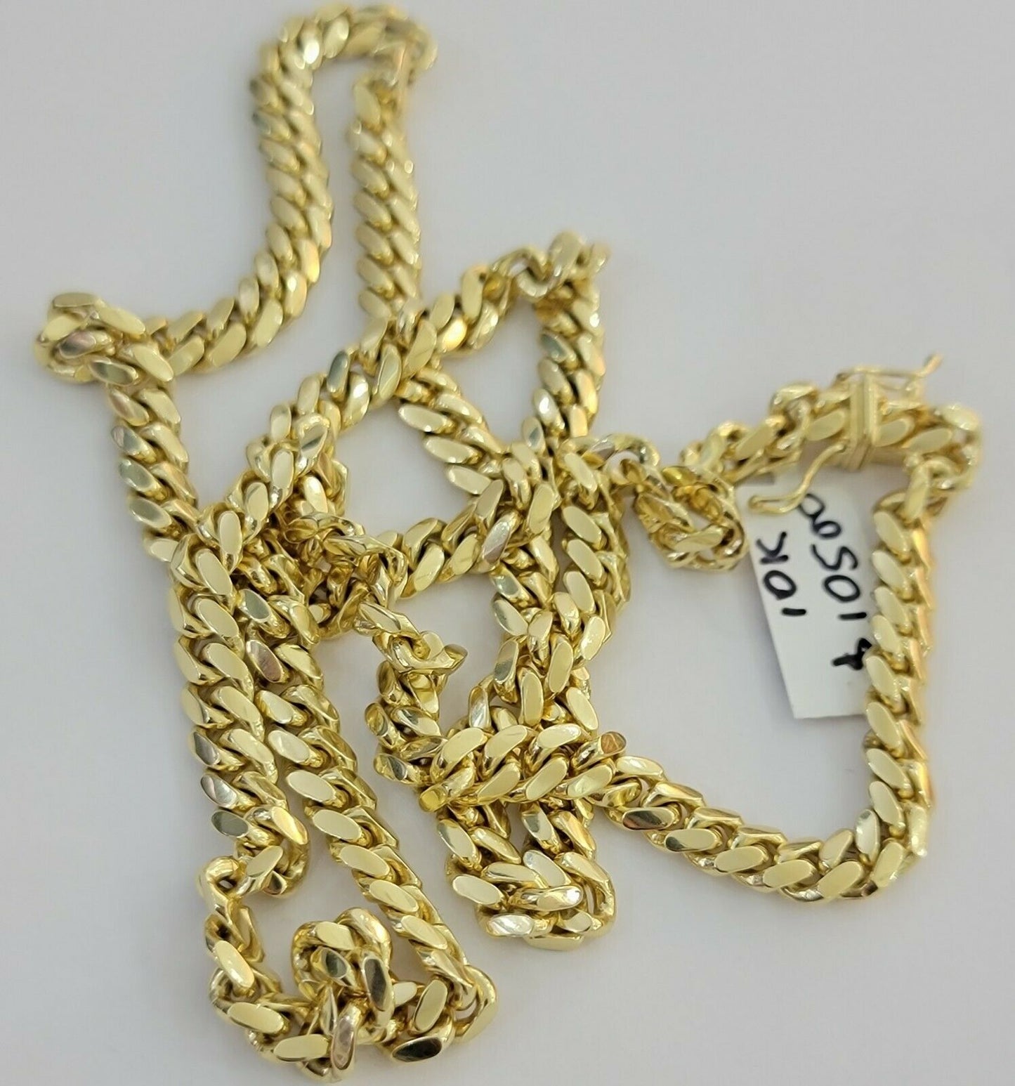 REAL 14k Gold Chain Solid Link 24" 6mm Miami Cuban Necklace14kt Yellow Gold Mens - Reva Jeweler