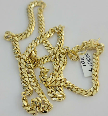 REAL 14k Gold Chain Solid Link 24" 6mm Miami Cuban Necklace14kt Yellow Gold Mens - Reva Jeweler