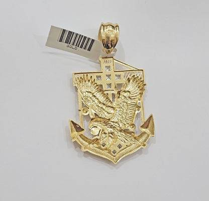 Real 14k Gold Charm Pendant Eagle Anchor 14 kt Yellow Gold For Men's Necklace - Reva Jeweler