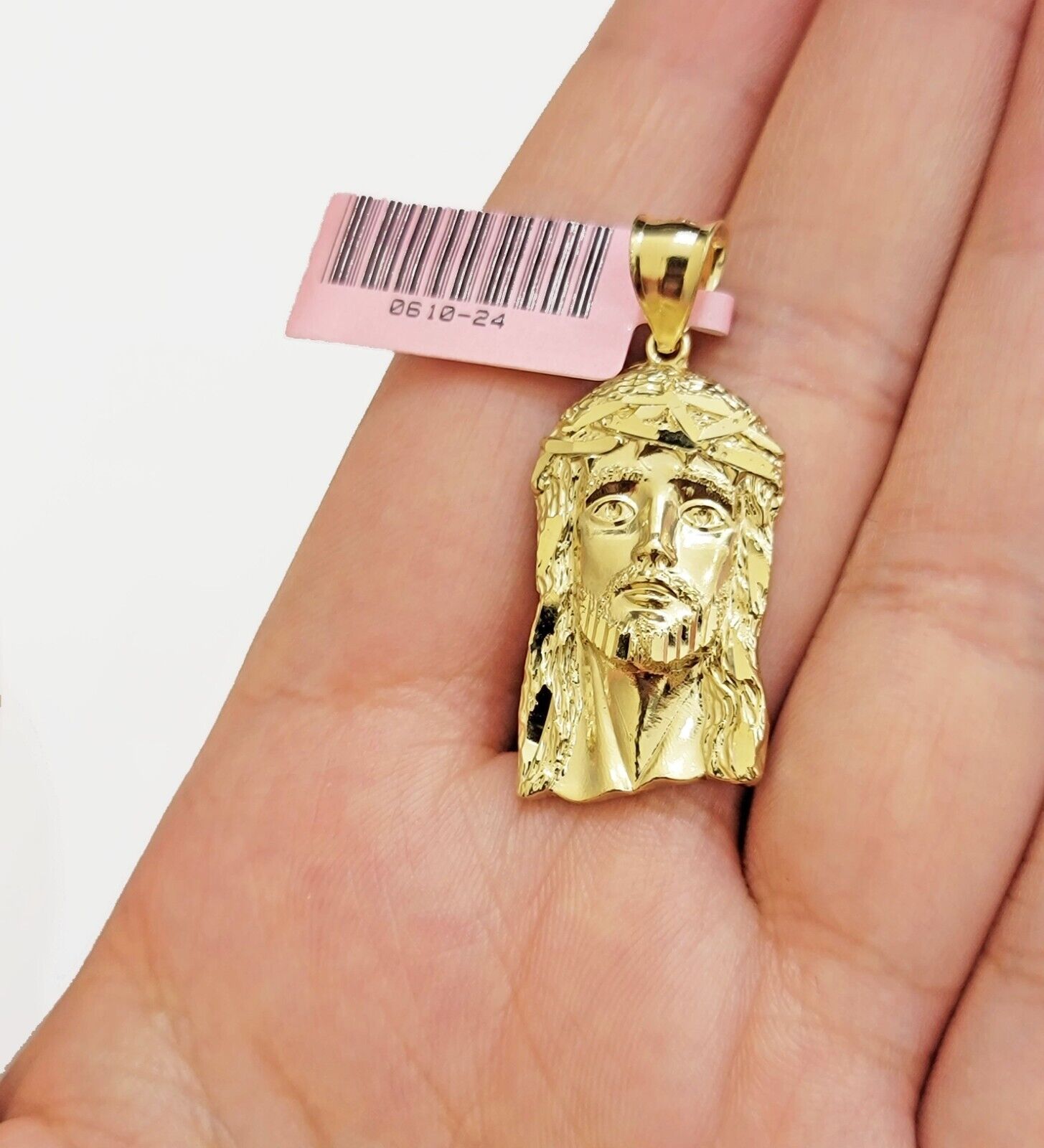Real 14k Gold Charm Pendant Jesus Face for chains , Men Women, 14kt Yellow Gold - Reva Jeweler