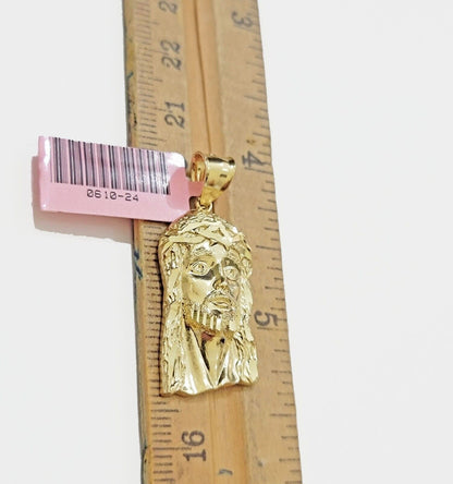Real 14k Gold Charm Pendant Jesus Face for chains , Men Women, 14kt Yellow Gold - Reva Jeweler