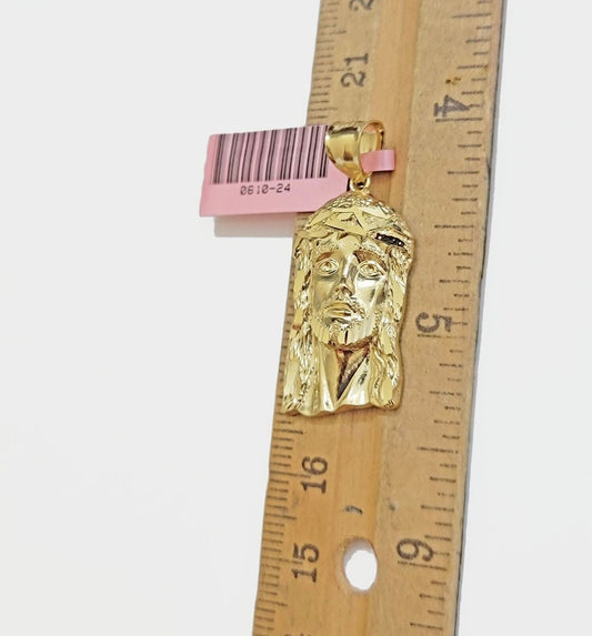 Real 14k Gold Charm Pendant Jesus Face for chains , Men Women, 14kt Yellow Gold - Reva Jeweler