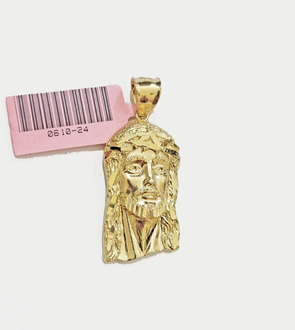 Real 14k Gold Charm Pendant Jesus Face for chains , Men Women, 14kt Yellow Gold - Reva Jeweler