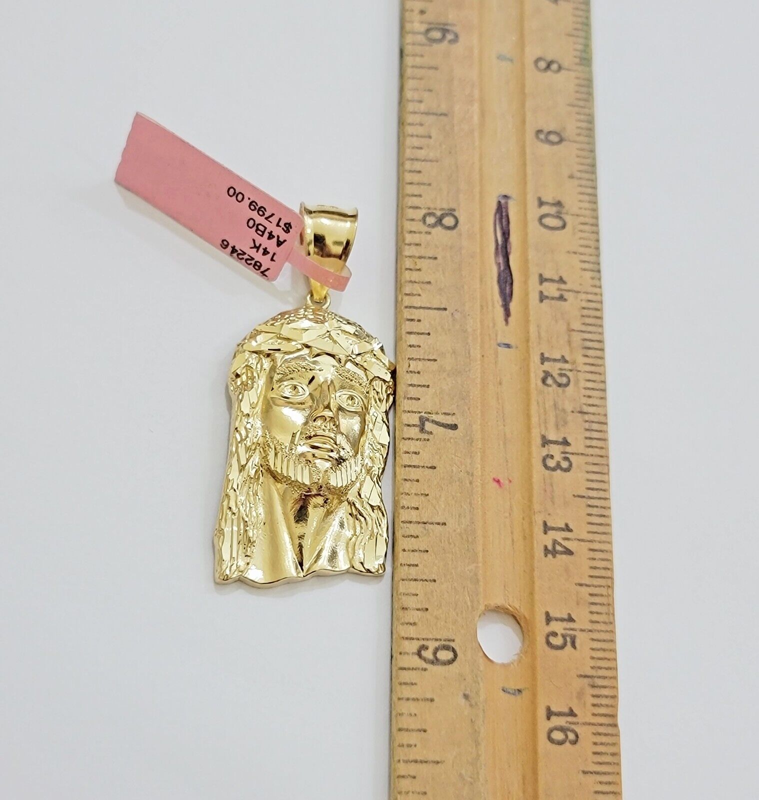 Real 14k Gold Charm Pendant Jesus Head 14kt Yellow Gold For Men Diamond Cuts - Reva Jeweler