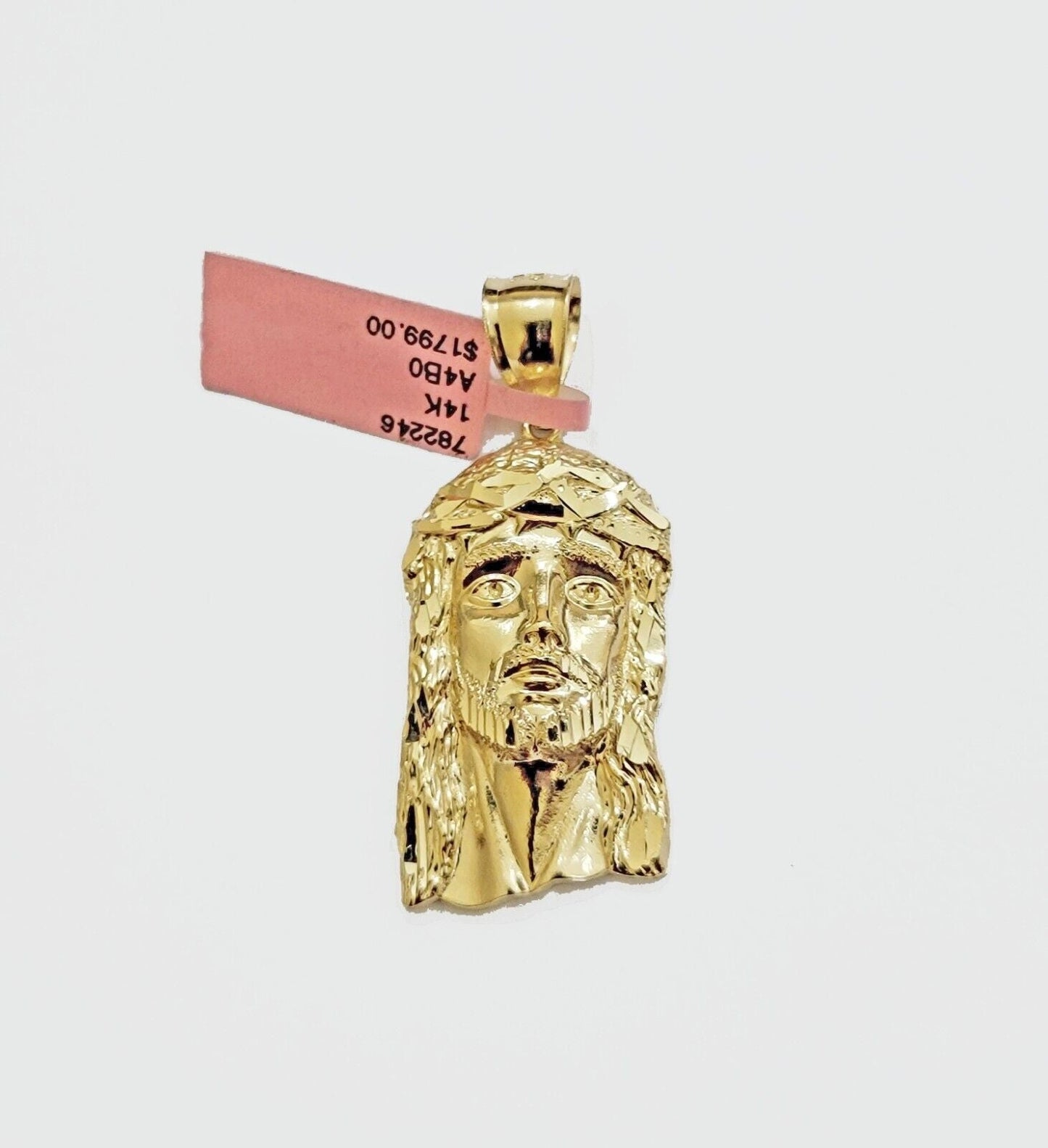 Real 14k Gold Charm Pendant Jesus Head 14kt Yellow Gold For Men Diamond Cuts - Reva Jeweler