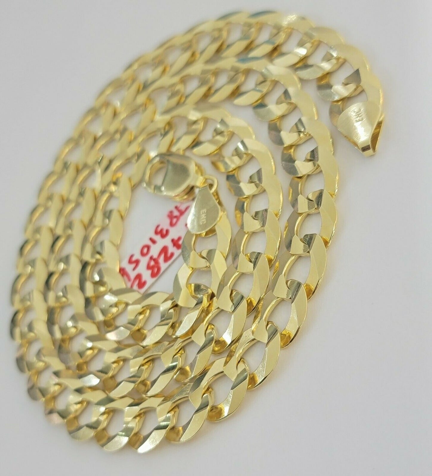 Real 14k Gold Cuban Curb Link Necklace Chain 11mm 22" - 30"14kt Yellow Gold,SOLID - Reva Jeweler