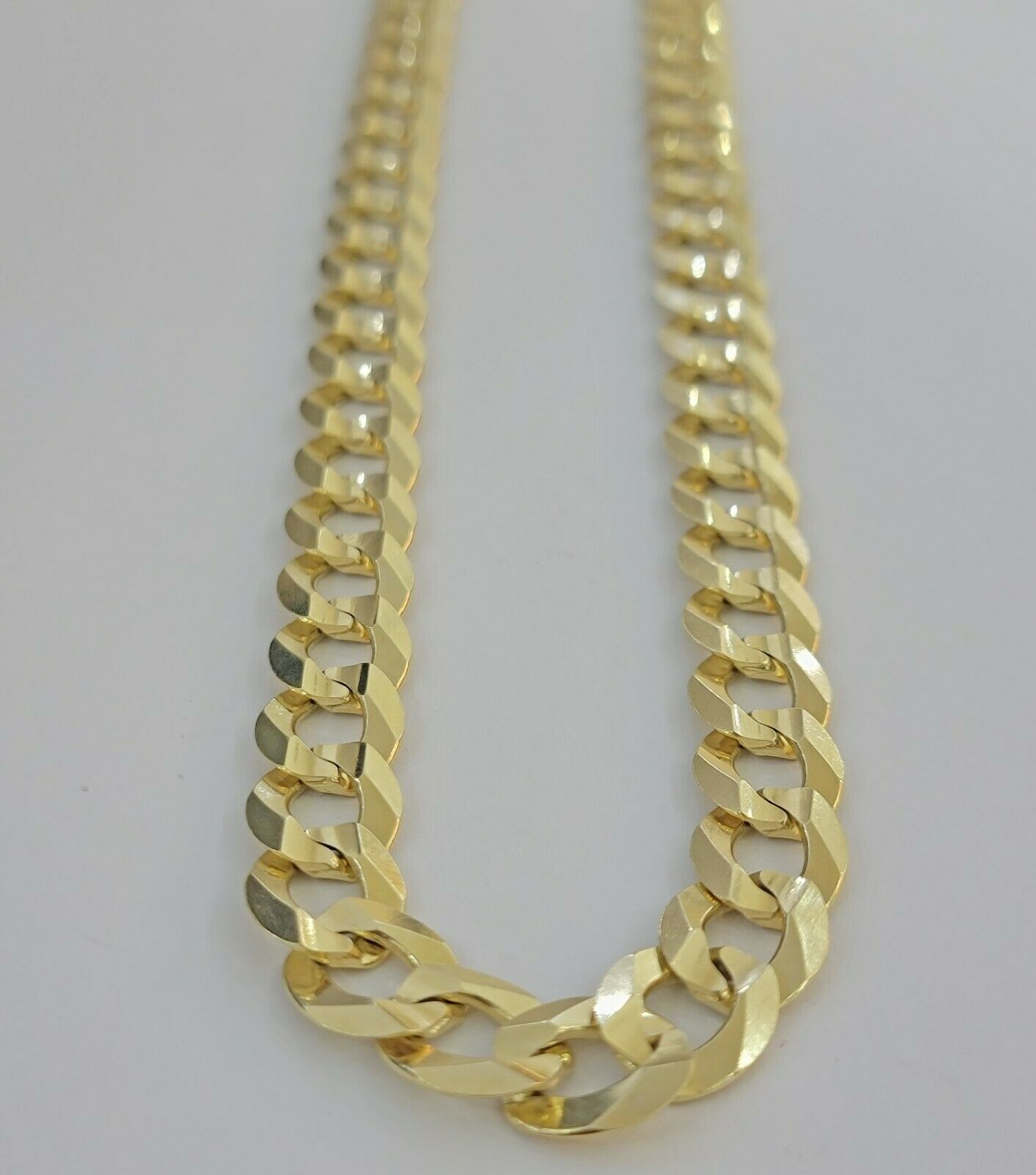 Real 14k Gold Cuban Curb Link Necklace Chain 11mm 22" - 30"14kt Yellow Gold,SOLID - Reva Jeweler