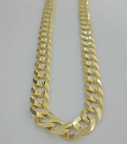Real 14k Gold Cuban Curb Link Necklace Chain 11mm 22" - 30"14kt Yellow Gold,SOLID - Reva Jeweler