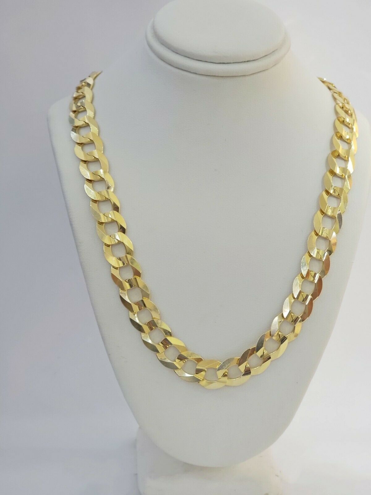 Real 14k Gold Cuban Curb Link Necklace Chain 11mm 22" - 30"14kt Yellow Gold,SOLID - Reva Jeweler