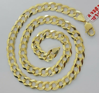 Real 14k Gold Cuban Curb Link Necklace Chain 11mm 22" - 30"14kt Yellow Gold,SOLID - Reva Jeweler