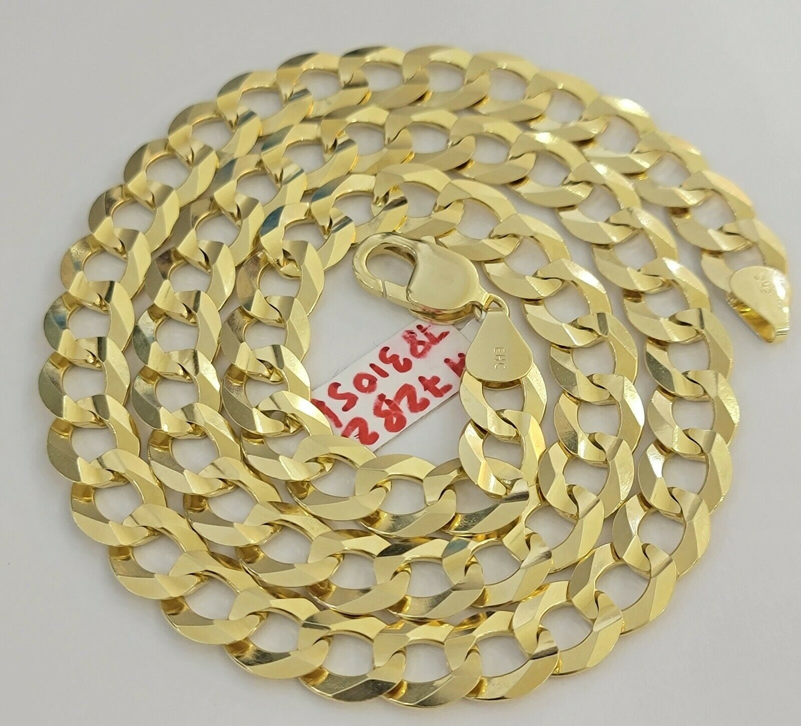 Real 14k Gold Cuban Curb Link Necklace Chain 11mm 22" - 30"14kt Yellow Gold,SOLID - Reva Jeweler