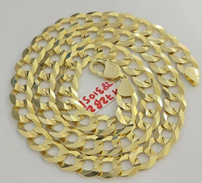 Real 14k Gold Cuban Curb Link Necklace Chain 11mm 22" - 30"14kt Yellow Gold,SOLID - Reva Jeweler