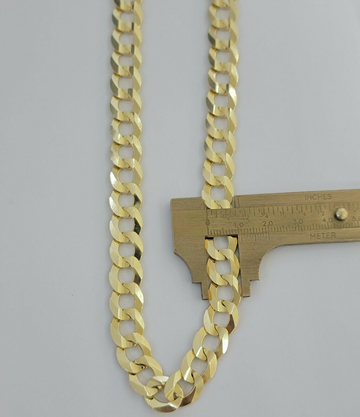 Real 14k Gold Cuban Curb Link Necklace Chain 11mm 22" - 30"14kt Yellow Gold,SOLID - Reva Jeweler