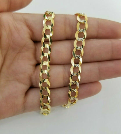 REAL 14k Gold Cuban link Bracelet 7" 7.5mm SOLID 14kt Yellow Gold Strong, LADIES - Reva Jeweler