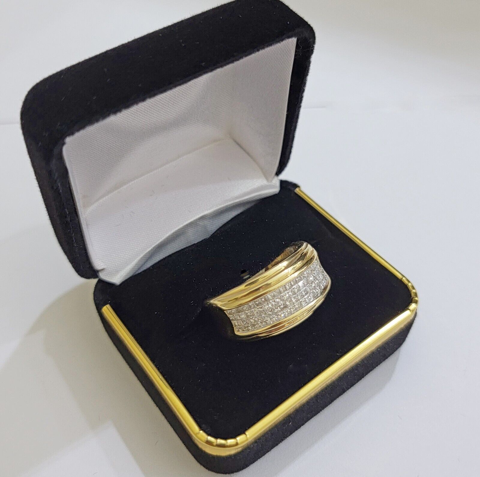 Real 14k gold Diamond Mens Ring Band Engagement Wedding Band 1 CT Natural Diam - Reva Jeweler