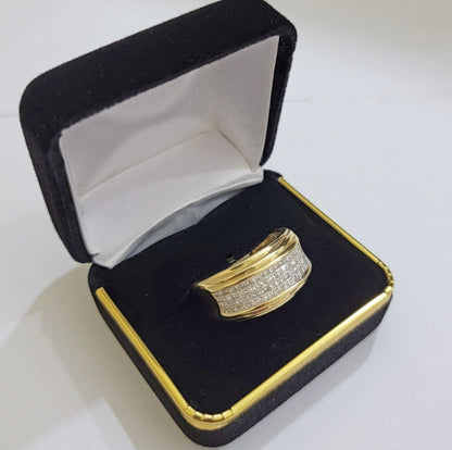 Real 14k gold Diamond Mens Ring Band Engagement Wedding Band 1 CT Natural Diam - Reva Jeweler