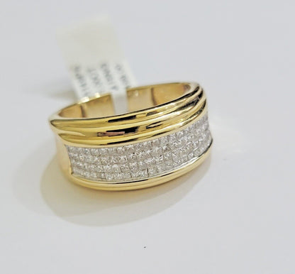 Real 14k gold Diamond Mens Ring Band Engagement Wedding Band 1 CT Natural Diam - Reva Jeweler