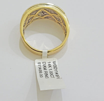 Real 14k gold Diamond Mens Ring Band Engagement Wedding Band 1 CT Natural Diam - Reva Jeweler