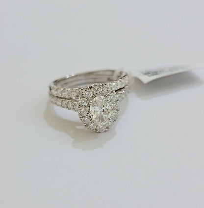 Real 14k Gold Diamond Wedding Engagement Ring Band SET Ladies 2 CT Diamonds Oval - Reva Jeweler