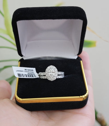 Real 14k Gold Diamond Wedding Engagement Ring Band SET Ladies 2 CT Diamonds Oval - Reva Jeweler