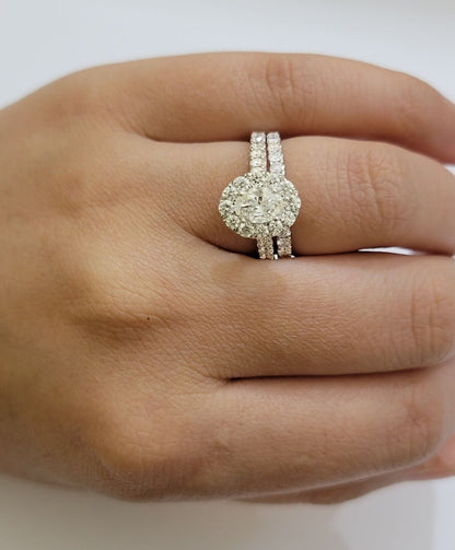 Real 14k Gold Diamond Wedding Engagement Ring Band SET Ladies 2 CT Diamonds Oval - Reva Jeweler