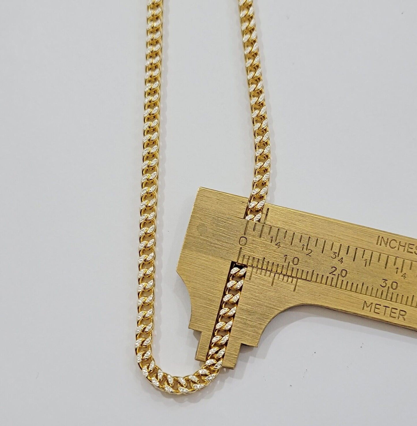 Real 14k Gold Franco Chain Necklace 22" Short 3.5mm Diamond cut 14kt Yellow Gold - Reva Jeweler