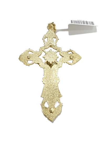Real 14k Gold Jesus Crucifix Cross Charm Pendant 3" inch 14kt Yellow Gold - GoldenlinQ