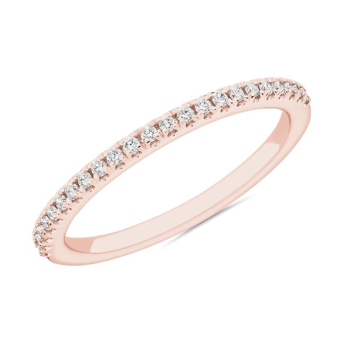 Real 14k Gold Ladies Diamond Ring 0.50CT Size 7 Rose Petite Micropavé Band 14kt - GoldenlinQ