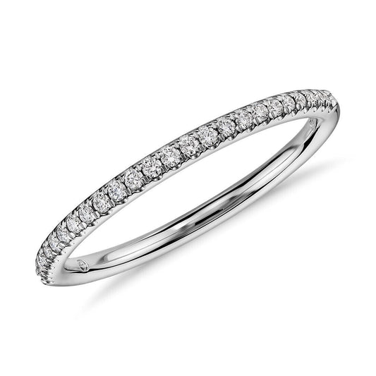 Real 14k Gold Ladies Diamond Ring 0.50CT Size 7 White Petite Micropavé Band 14kt - GoldenlinQ