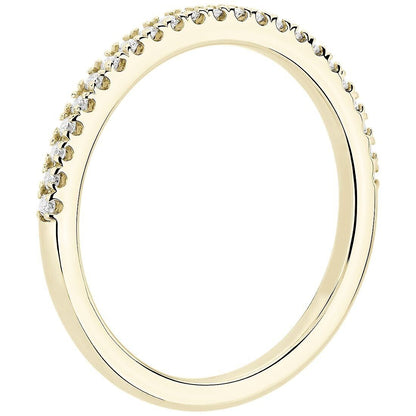 Real 14k Gold Ladies Diamond Ring 0.50CT Size 7 Yellow Petite Micropavé Band - GoldenlinQ
