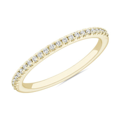 Real 14k Gold Ladies Diamond Ring 0.50CT Size 7 Yellow Petite Micropavé Band - GoldenlinQ