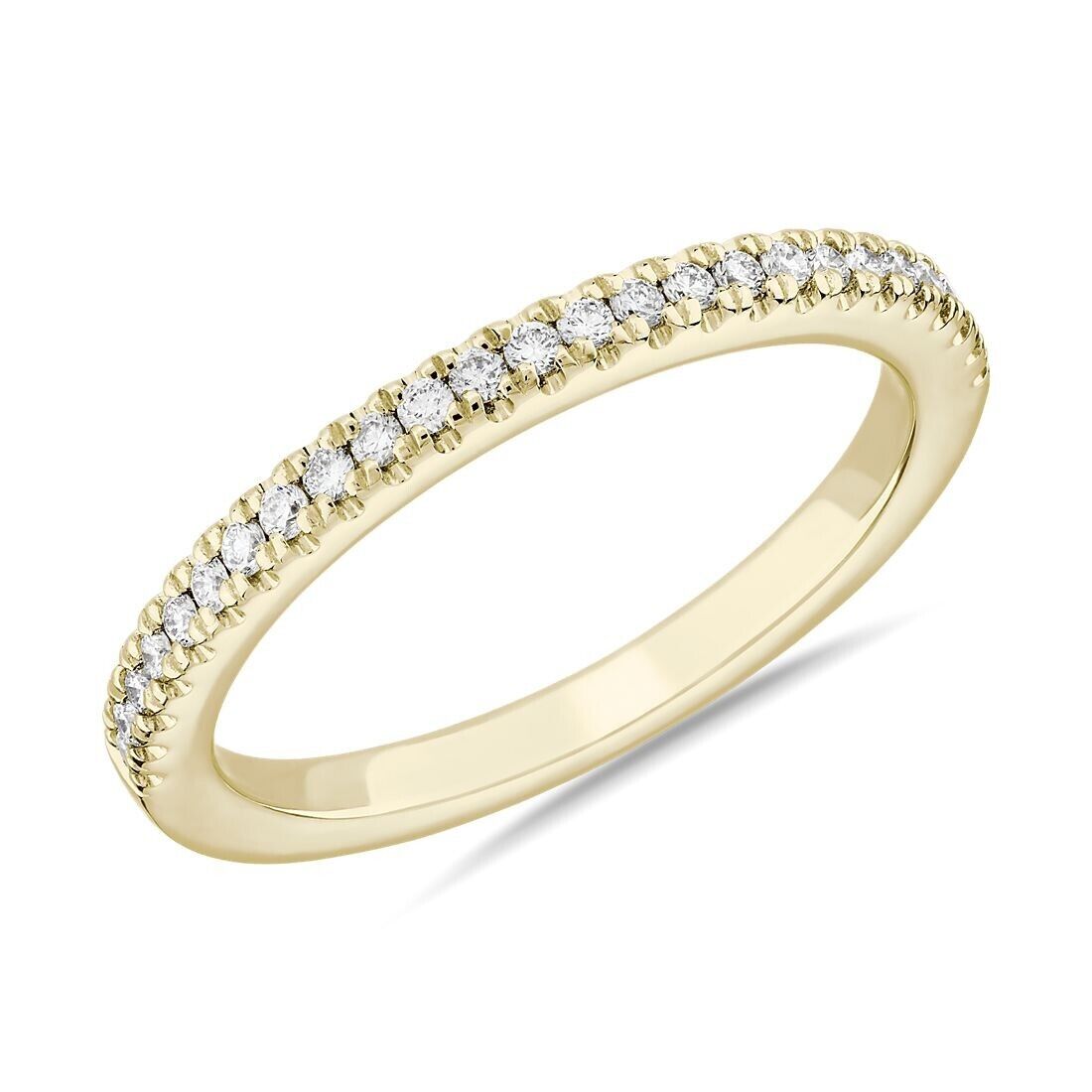 Real 14k Gold Ladies Diamond Ring 2CT Size 7 Yellow Riviera Pavé Wedding Band - GoldenlinQ