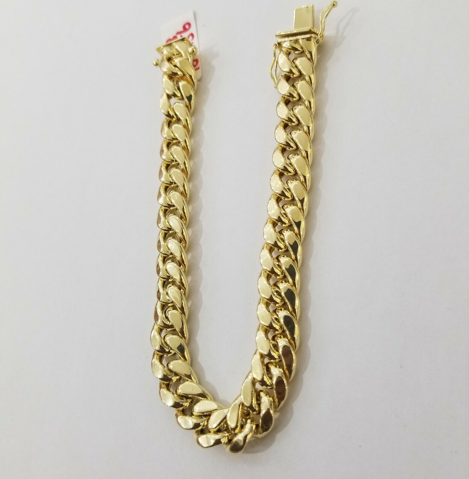 REAL 14k Gold Miami Cuban Bracelet 7" 9mm 14 kt Yellow Gold Strong Link LADIES - Reva Jeweler