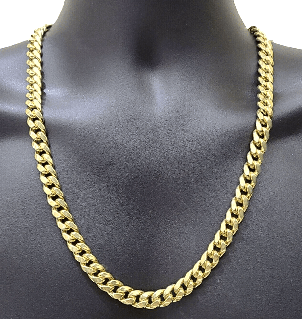 REAL 14k Gold Miami Cuban Link 26" Mens Necklace 9mm Box Clasp 14 KT Yellow Gold - Reva Jeweler